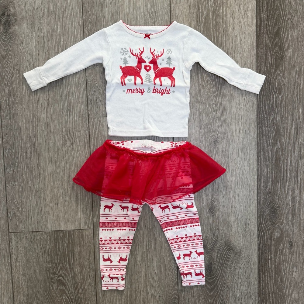 CARTERS 3PC CHRISTMAS HOLIDAY SNUG FIT LONG SLEEVE AND PANTS PJ SET 18MO